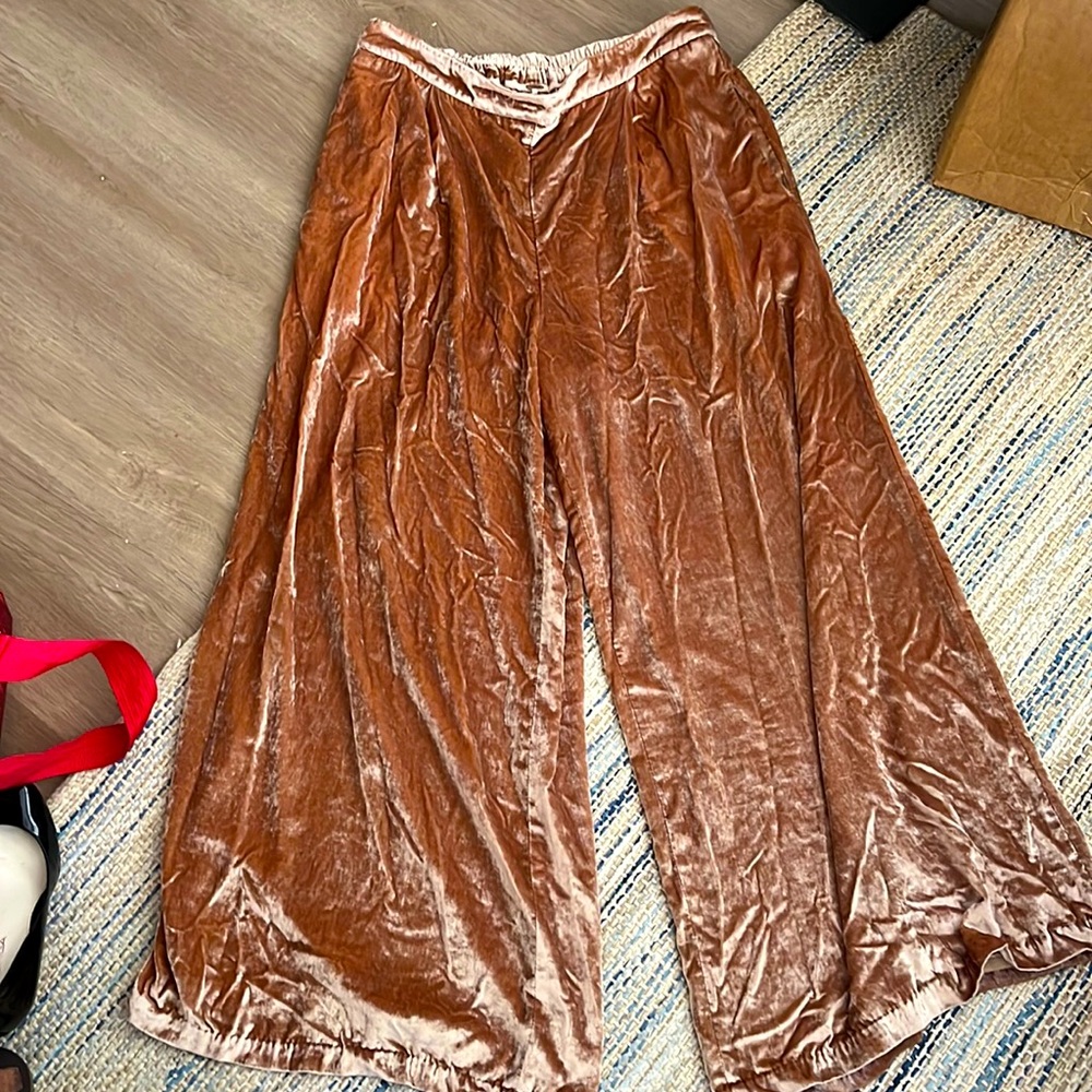 Free People wide leg crushed velvet pants